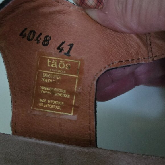 Taos Carousel Wedge Sandal Black Leather Hammered Silver Detail Size 41 - Picture 10 of 12